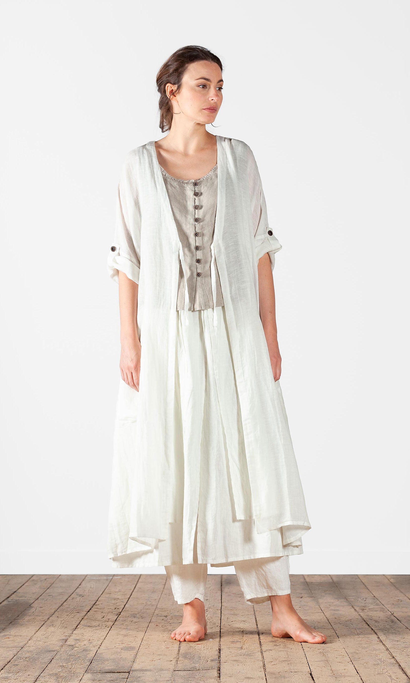 Linnekaftan med knytning, oversize