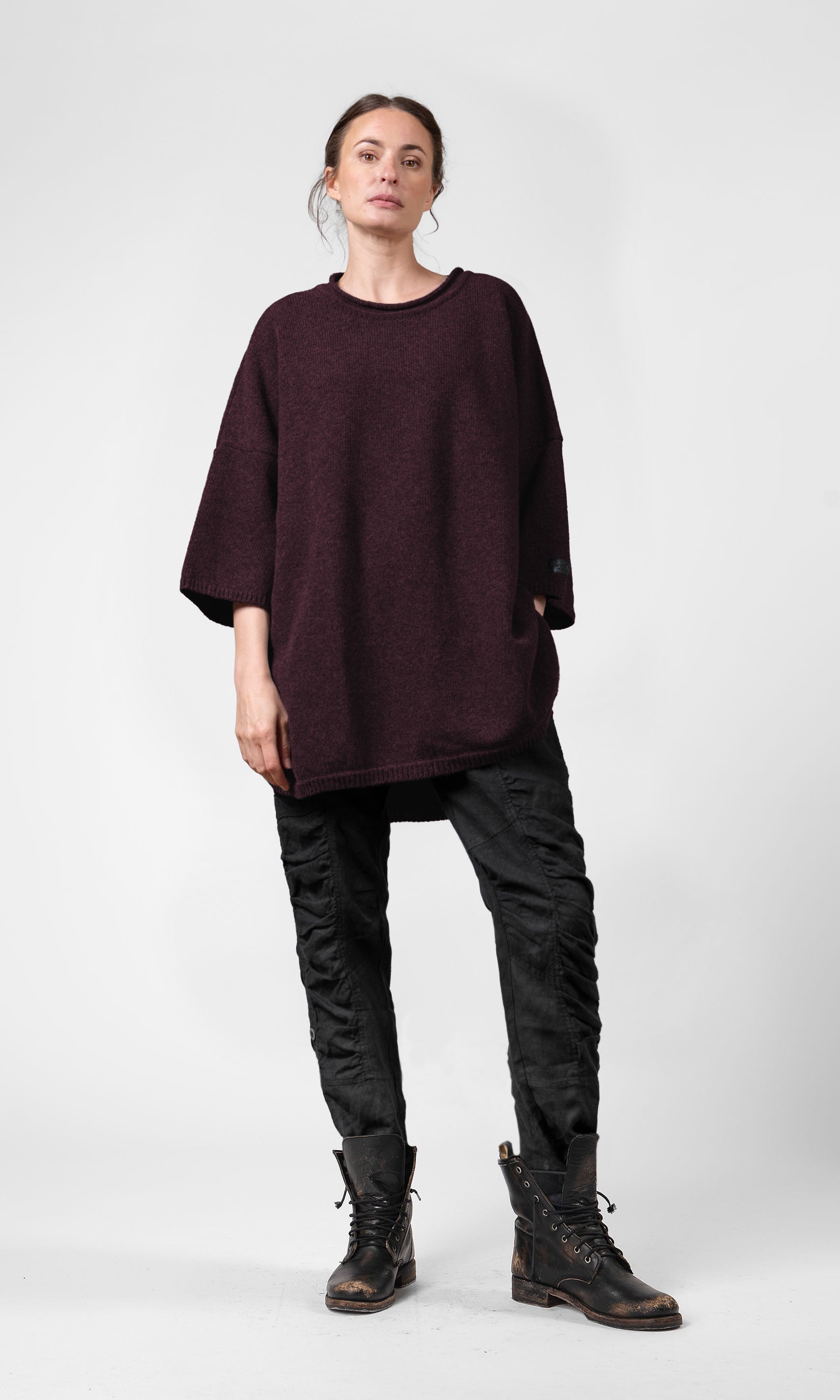 Ulltröja med trekvartsärm, oversize, lila - Olars Ulla