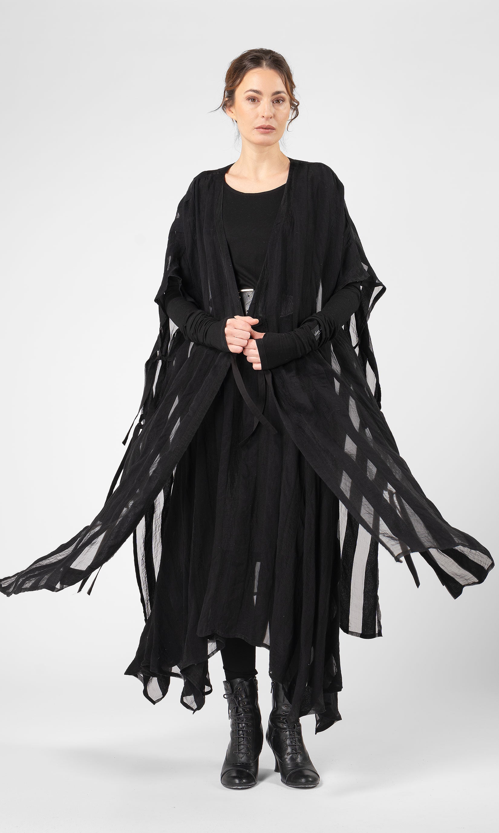 Kaftan i randig viskosmix, transparent - Olars Ulla