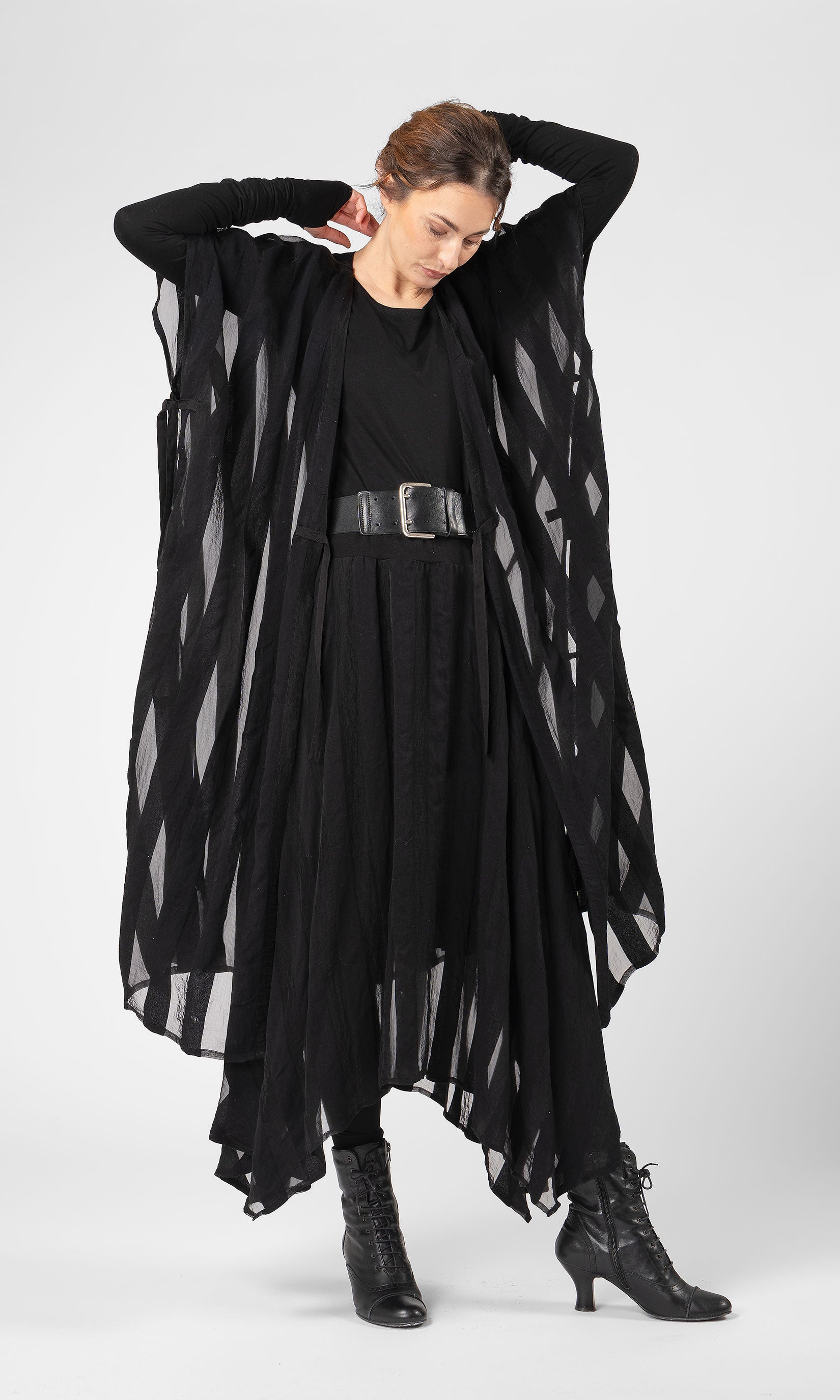 Kaftan i randig viskosmix, transparent - Olars Ulla