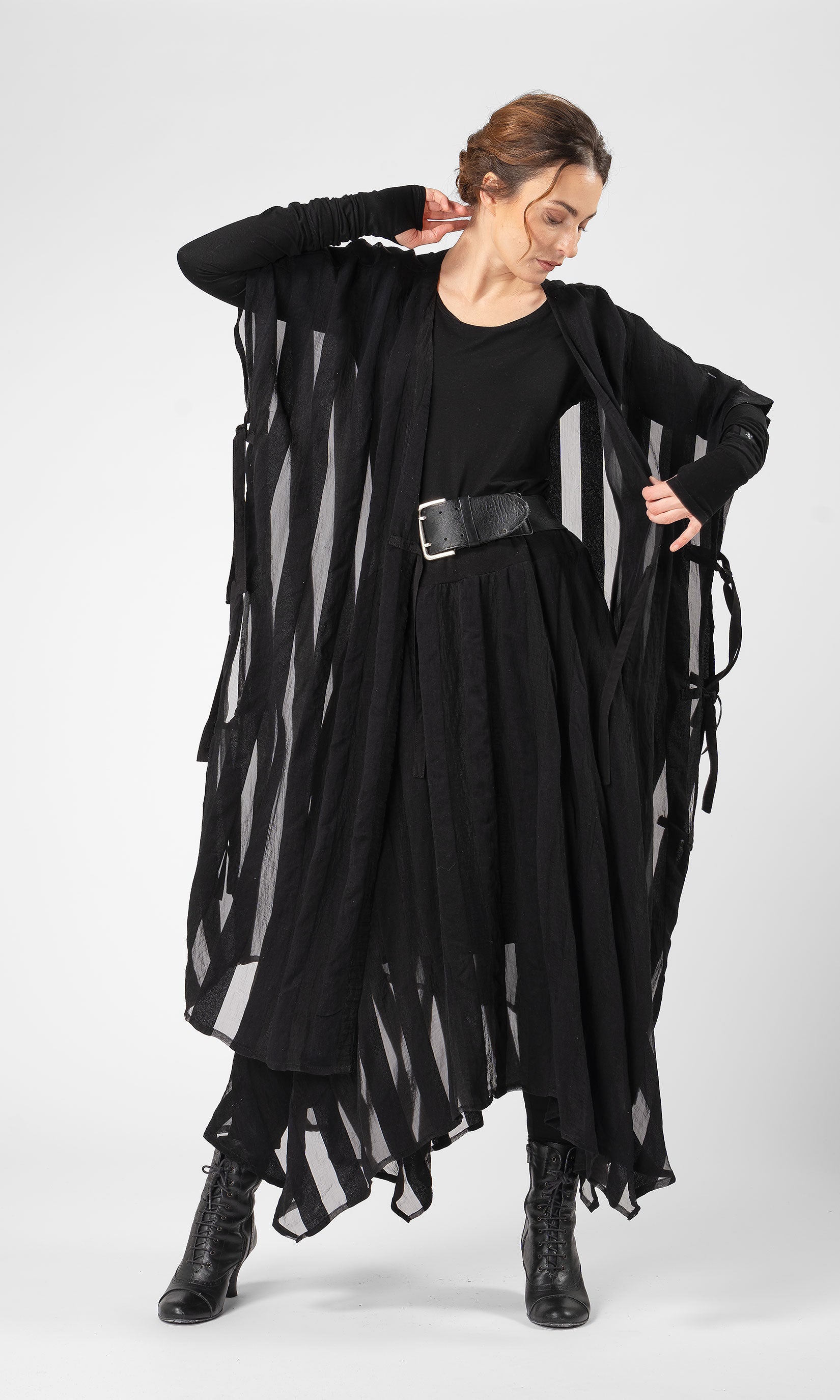 Kaftan i randig viskosmix, transparent - Olars Ulla