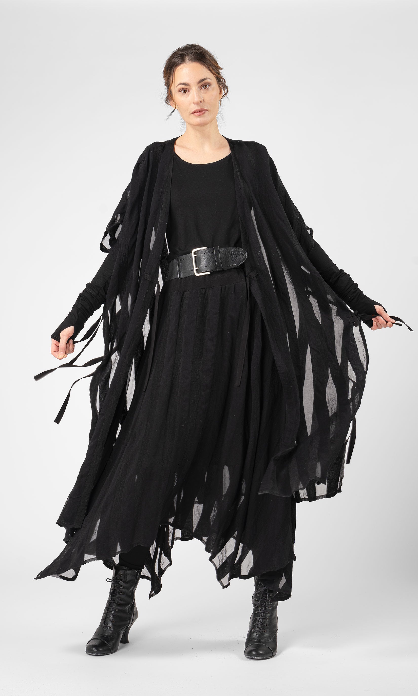 Kaftan i randig viskosmix, transparent - Olars Ulla