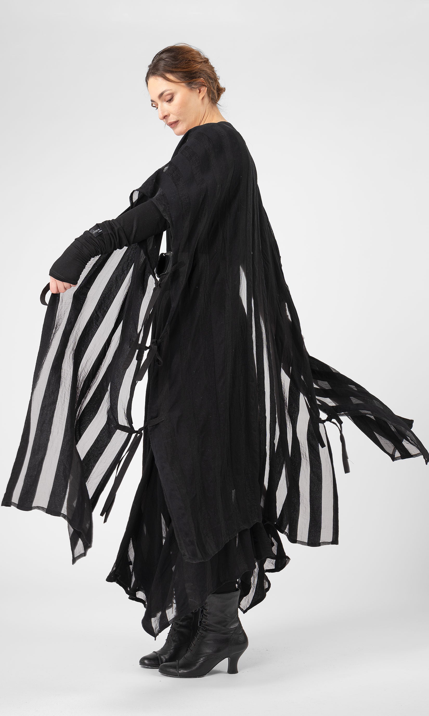 Kaftan i randig viskosmix, transparent - Olars Ulla