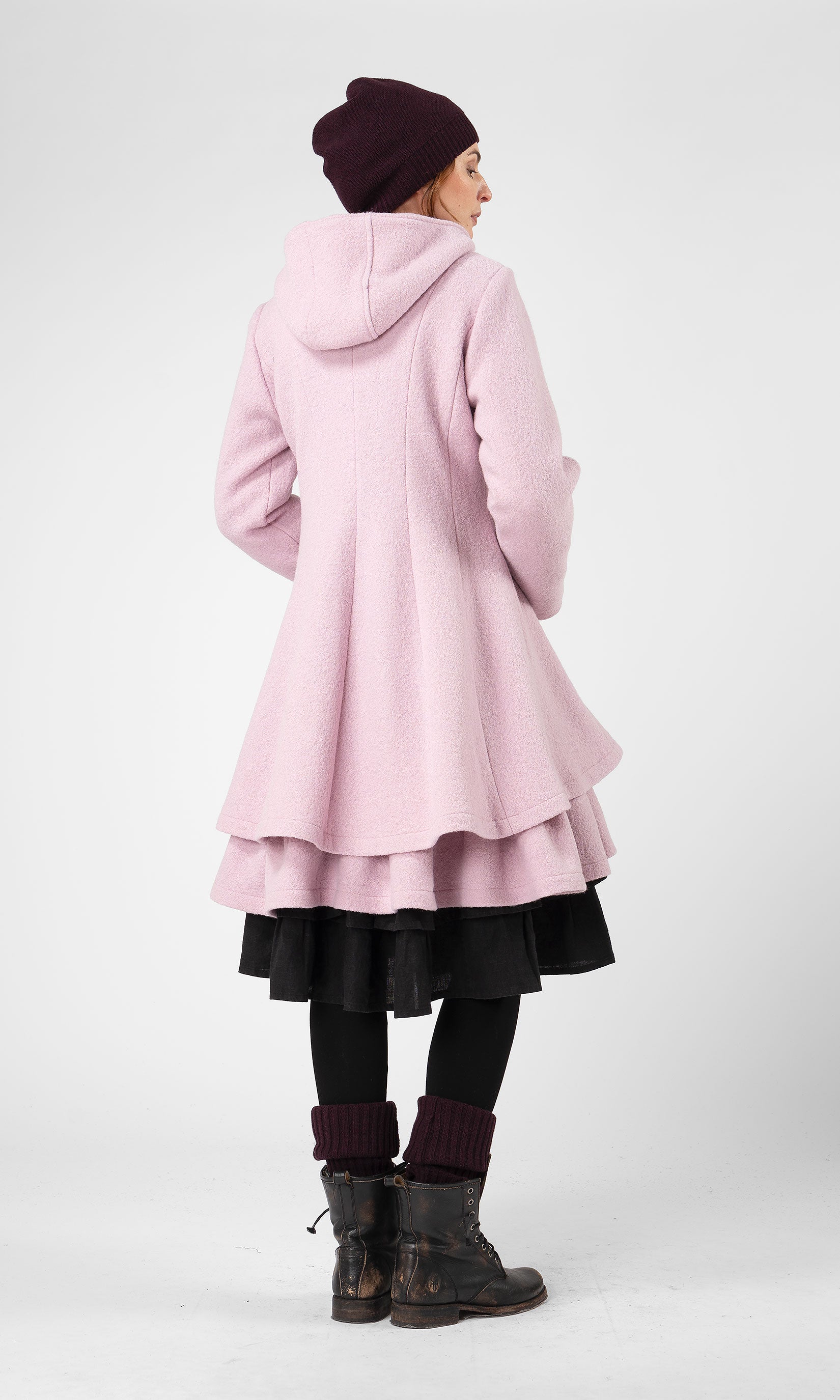 Ullkappa med dragkedja och kapuschong, rosa - Olars Ulla