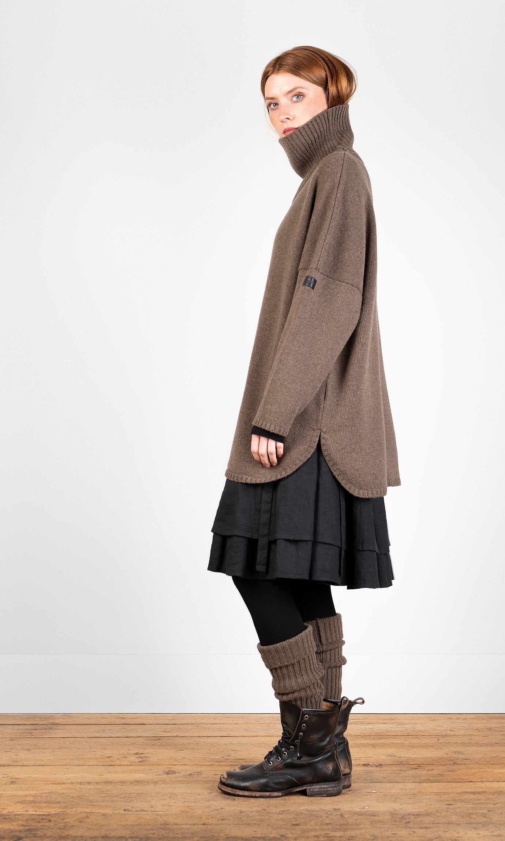 Ulltröja med polokrage, oversize, sand - Olars Ulla