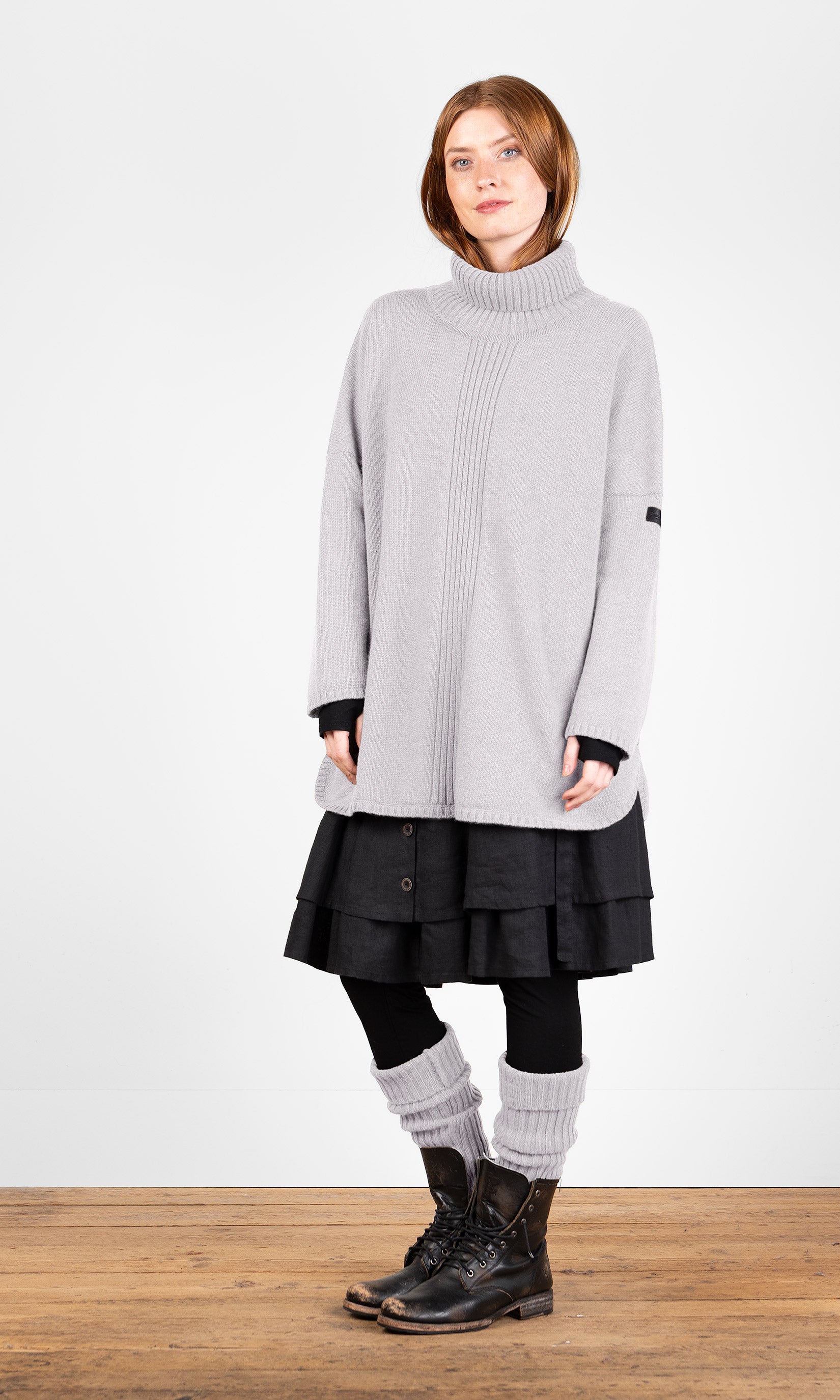 Ulltröja med polokrage, oversize, grå - Olars Ulla