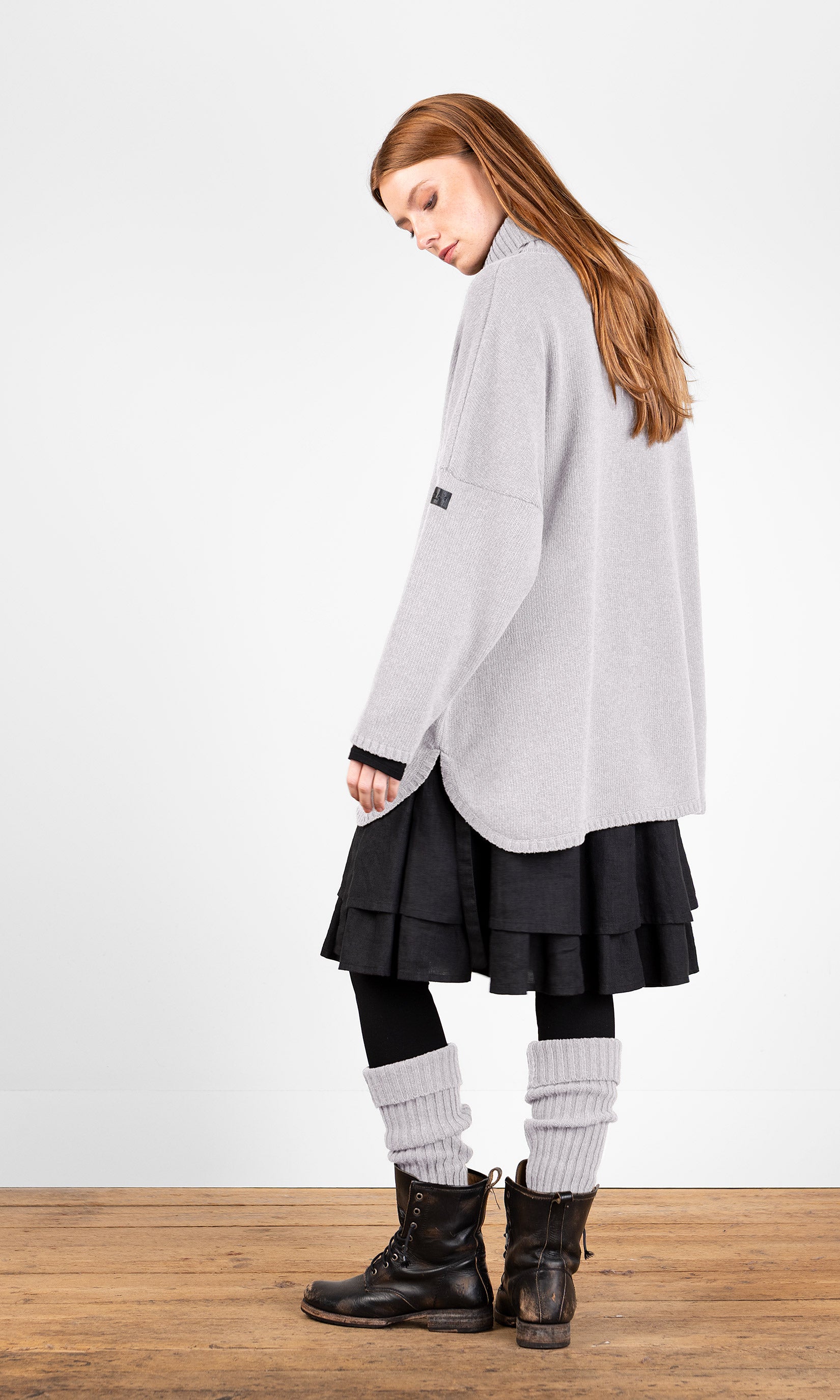 Ulltröja med polokrage, oversize, grå - Olars Ulla