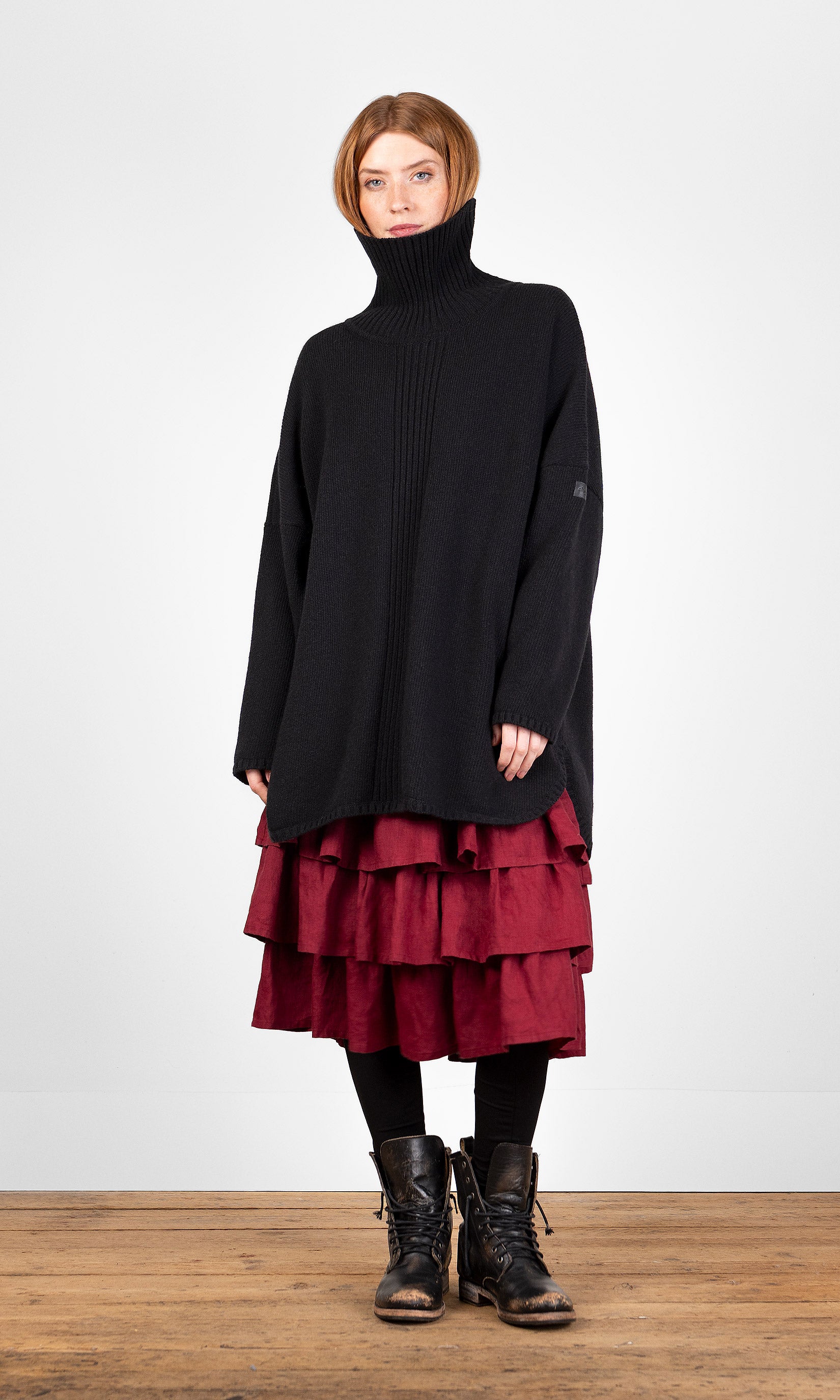 Ulltröja med polokrage, oversize, svart - Olars Ulla