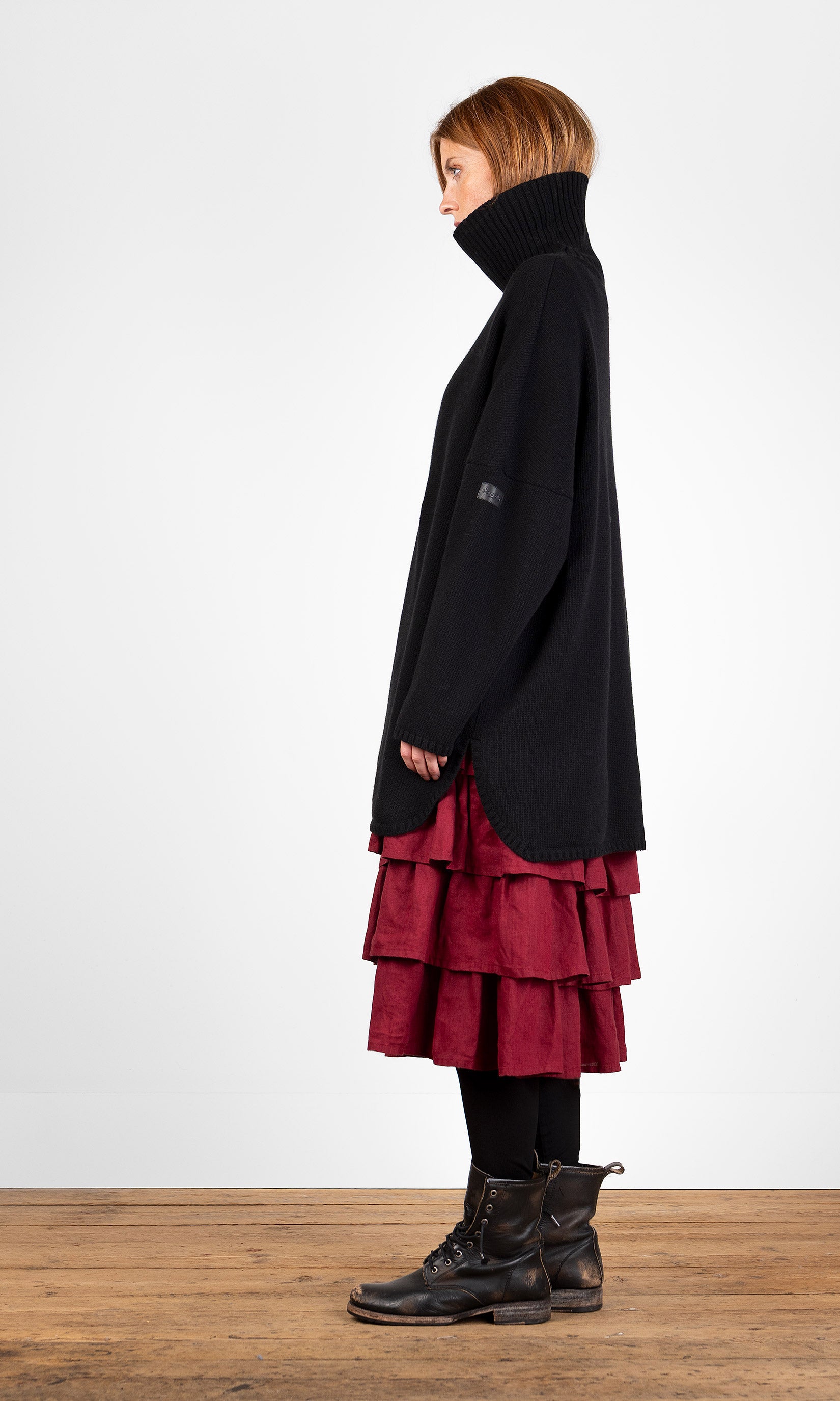 Ulltröja med polokrage, oversize, svart - Olars Ulla