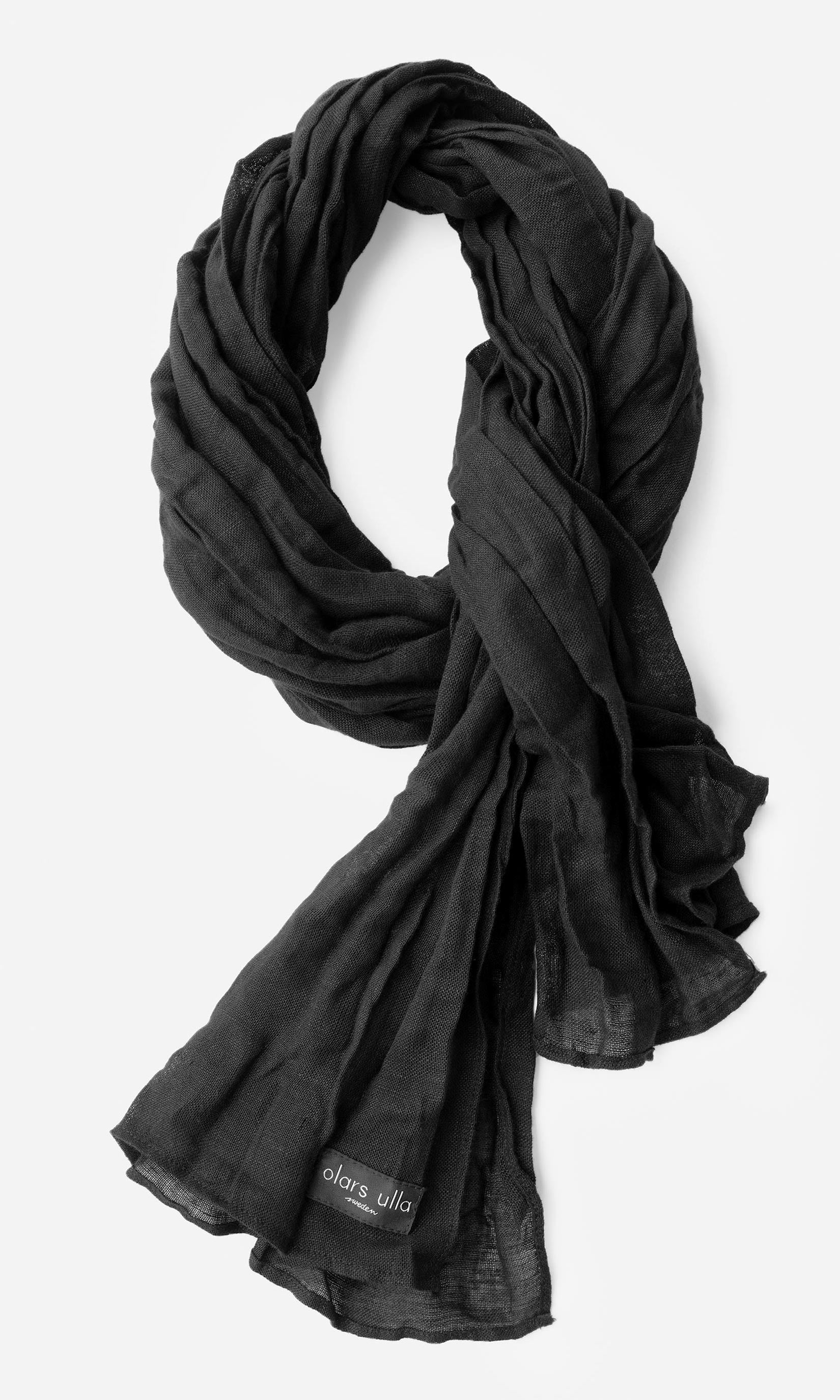 Linnescarf, rektangulär, svart - Olars Ulla