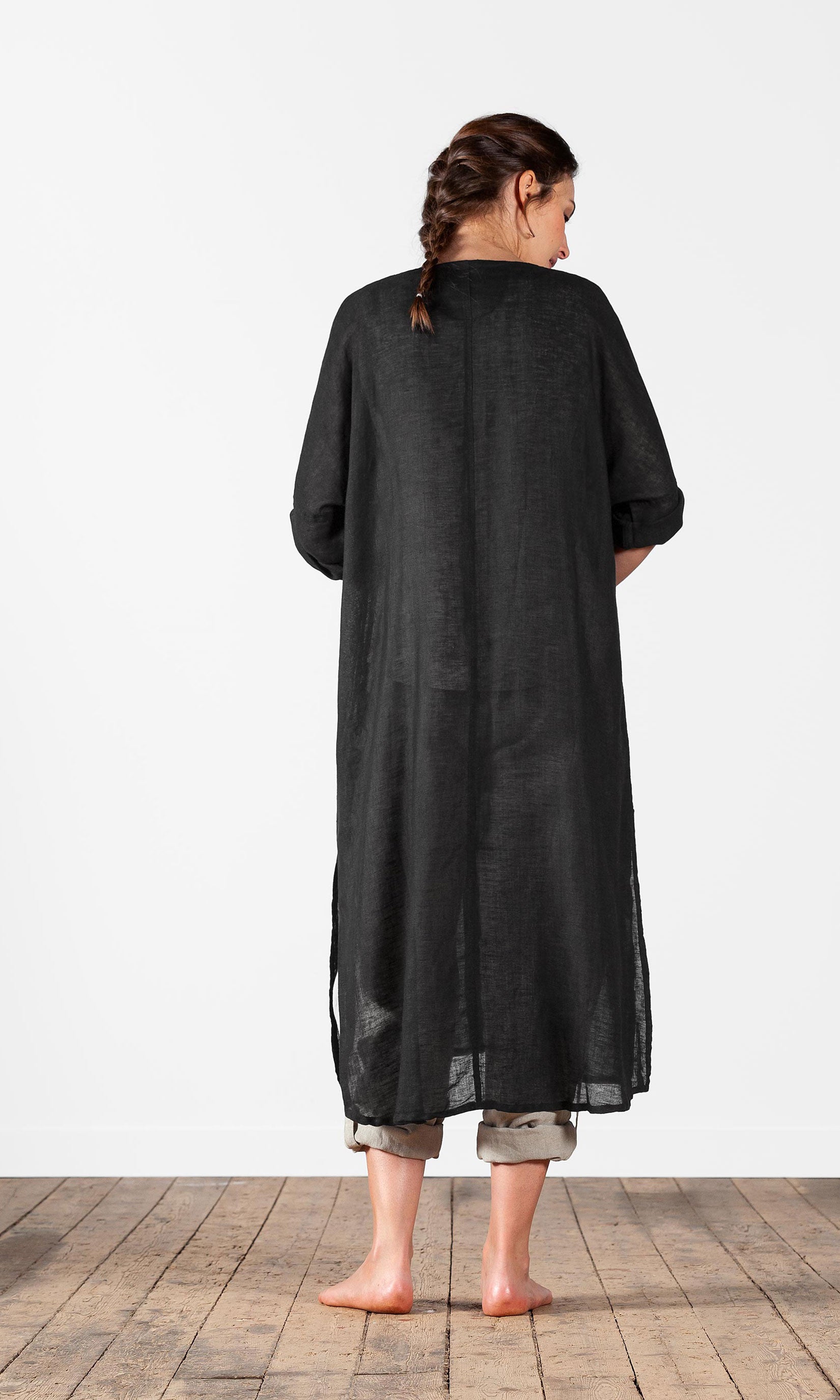 Linnetunika med knyting, oversized