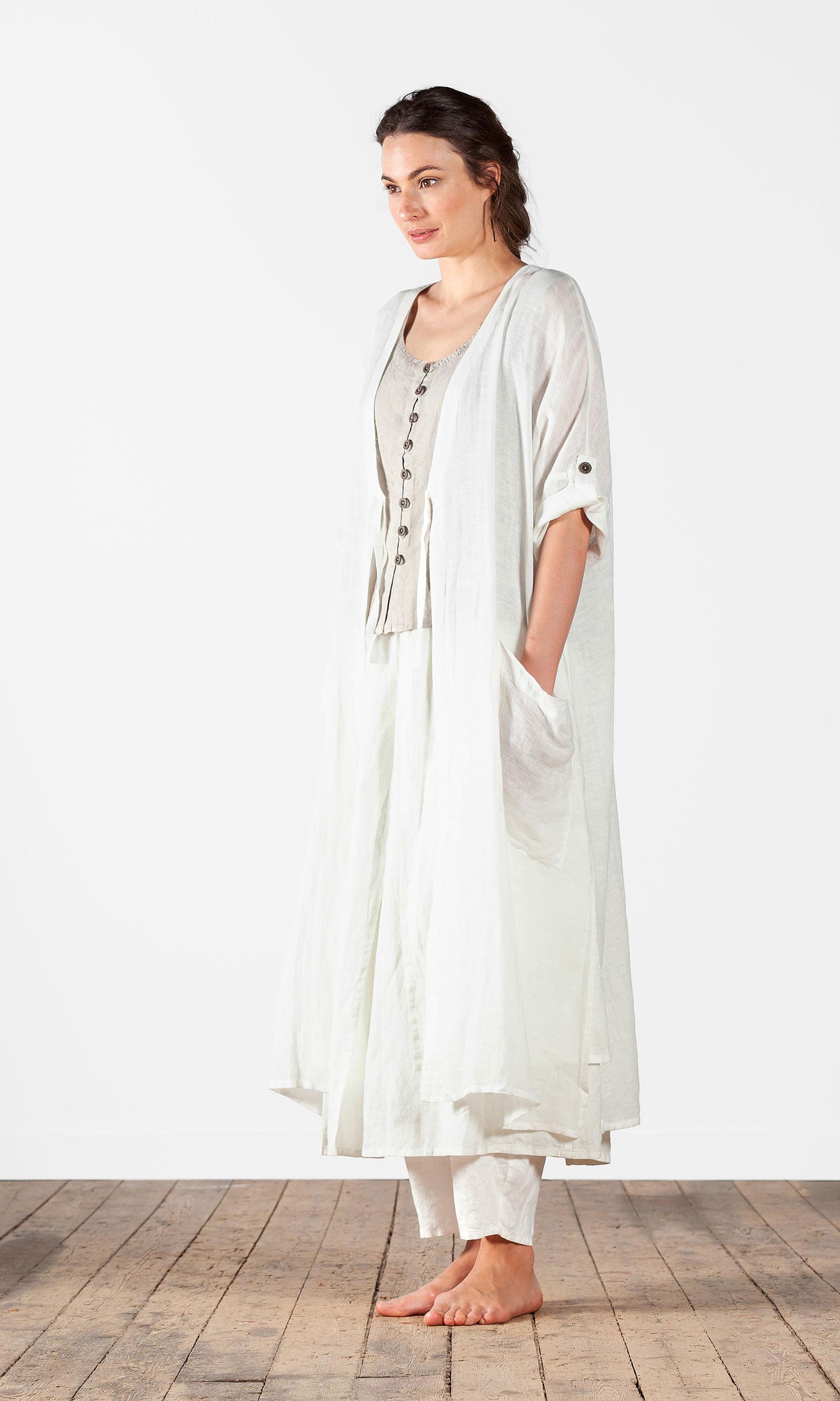 Linnekaftan med knytning, oversize