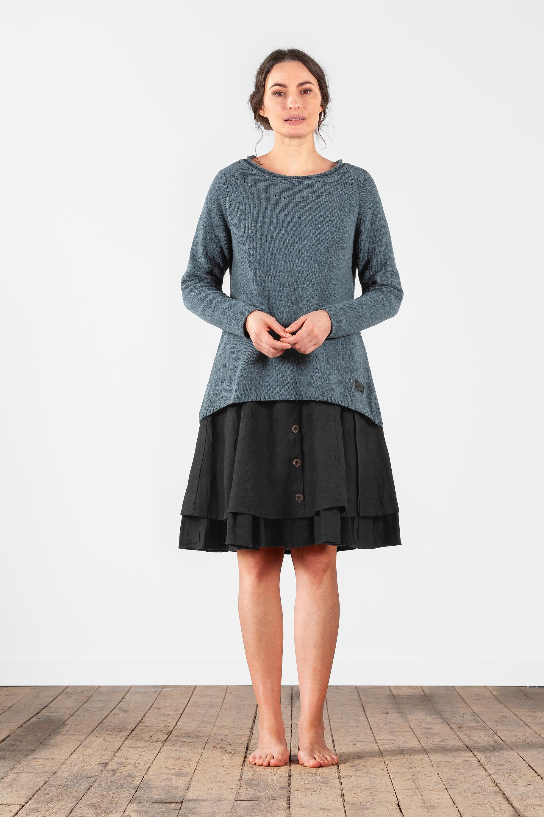 Sweater in knitted recycled denim
