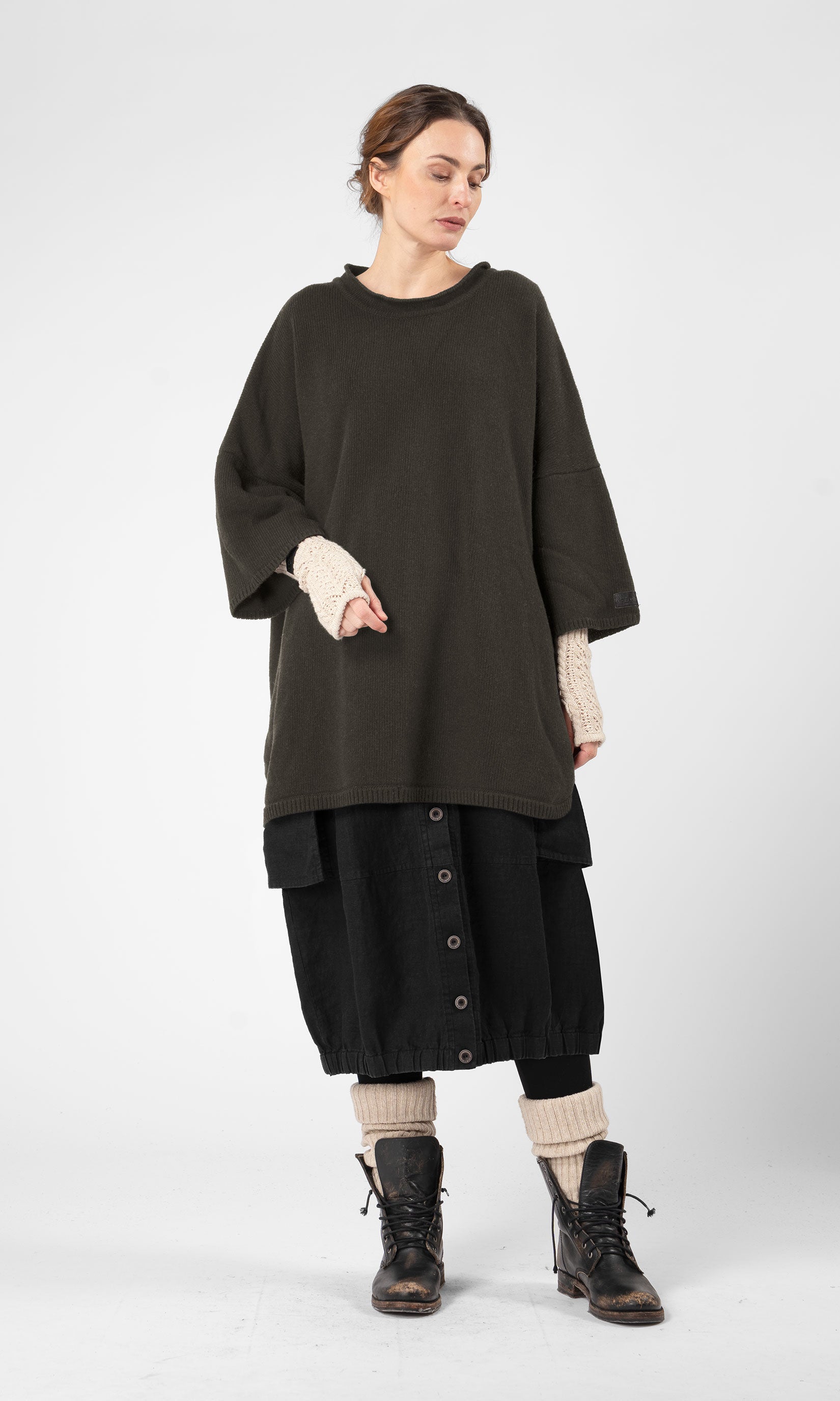Ulltröja med trekvartsärm, oversize, grön - Olars Ulla