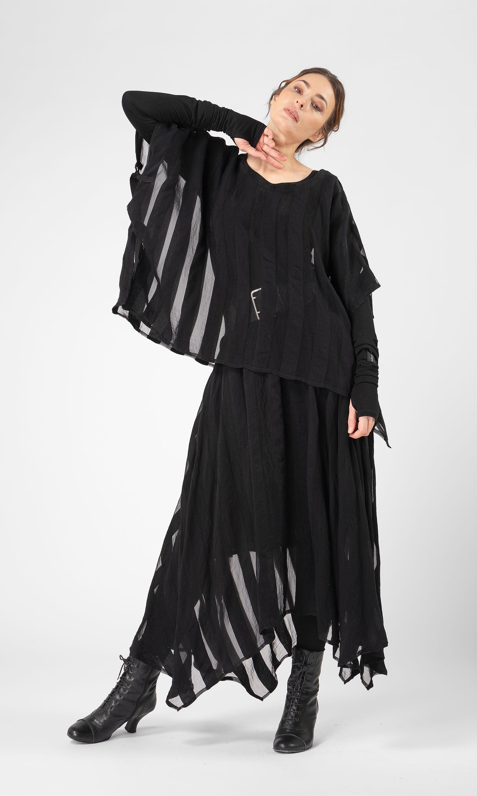 Topp i randig viskosmix, oversize, transparent - Olars Ulla