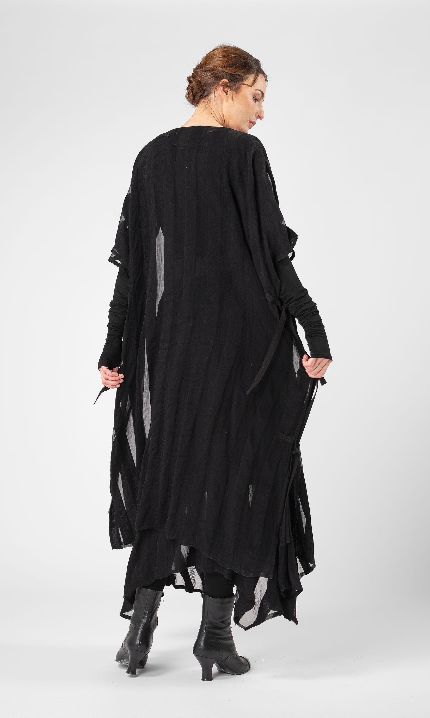 Kaftan i randig viskosmix, transparent - Olars Ulla