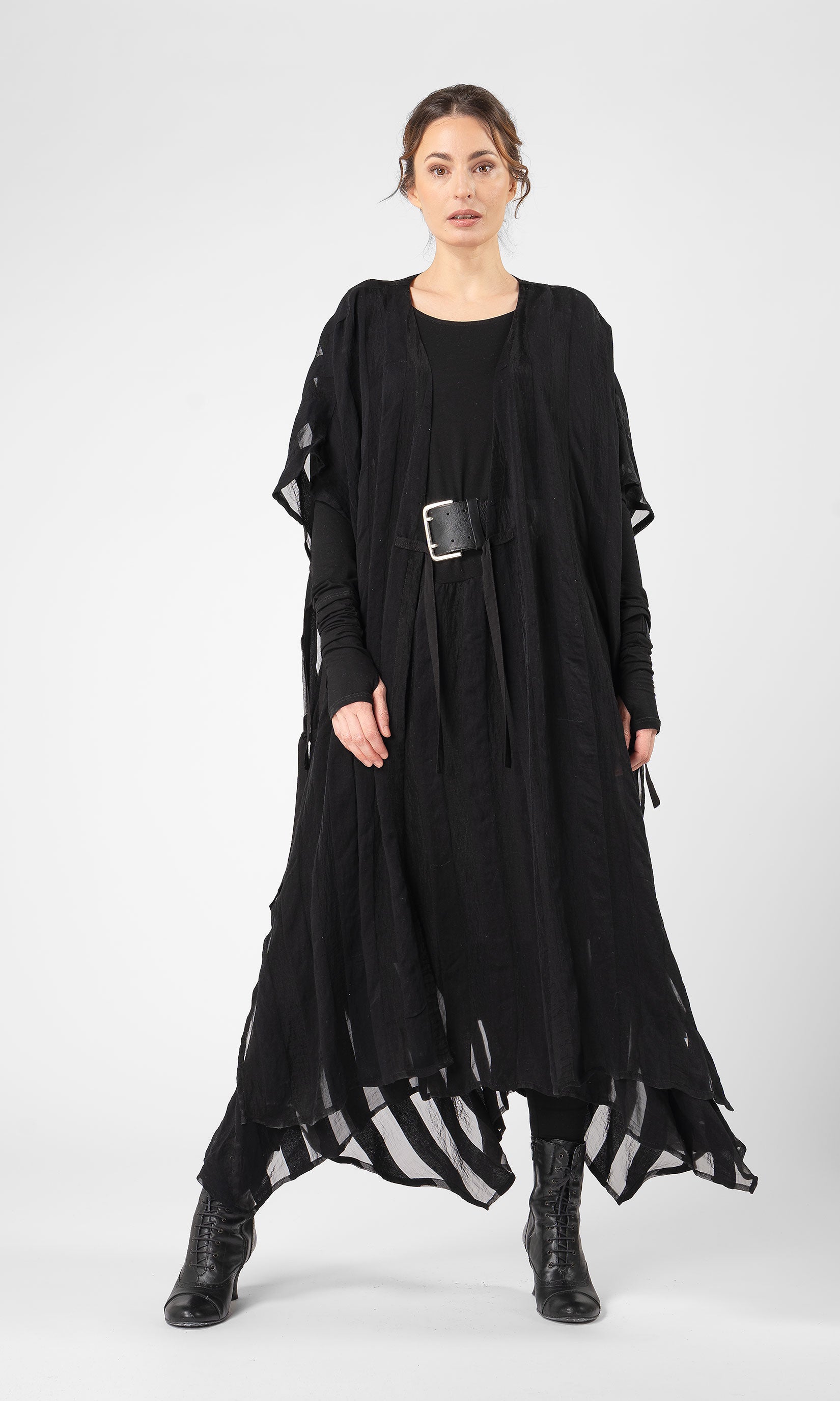 Kaftan i randig viskosmix, transparent - Olars Ulla