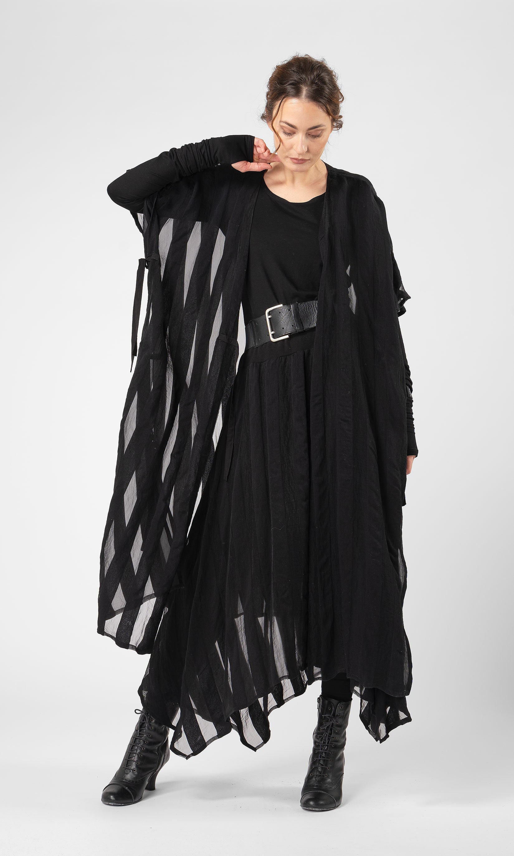 Kaftan i randig viskosmix, transparent - Olars Ulla