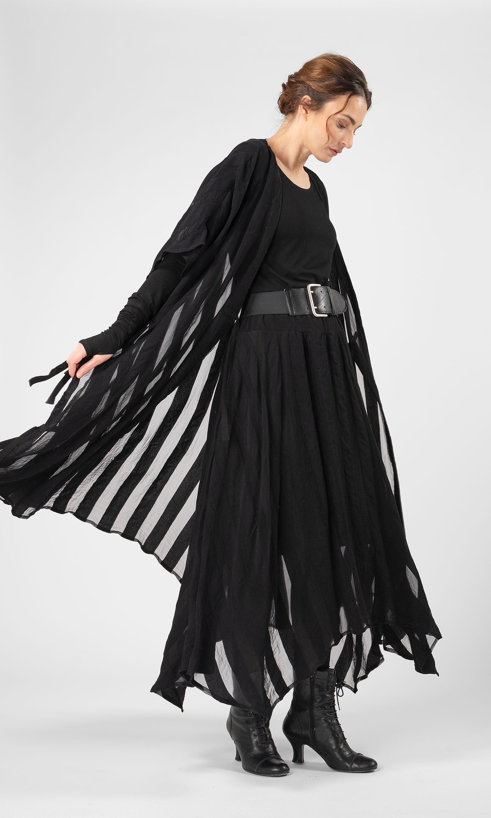 Kaftan i randig viskosmix, transparent - Olars Ulla