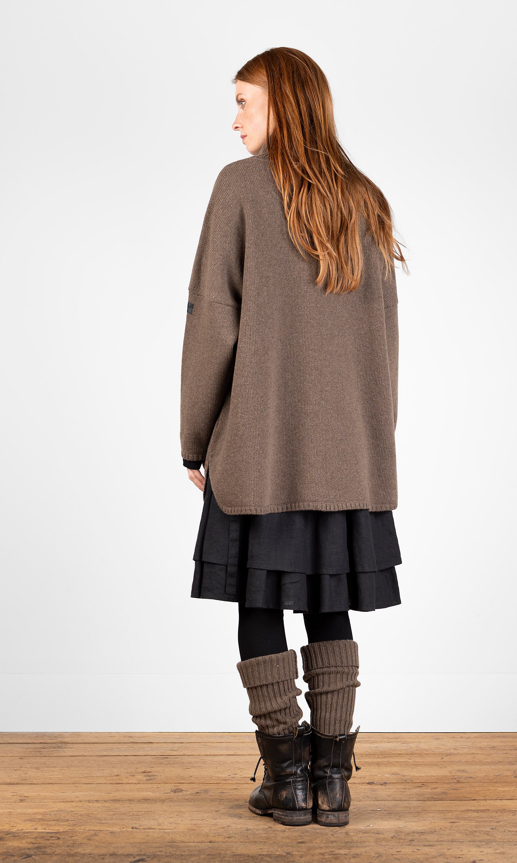 Ulltröja med polokrage, oversize, sand - Olars Ulla